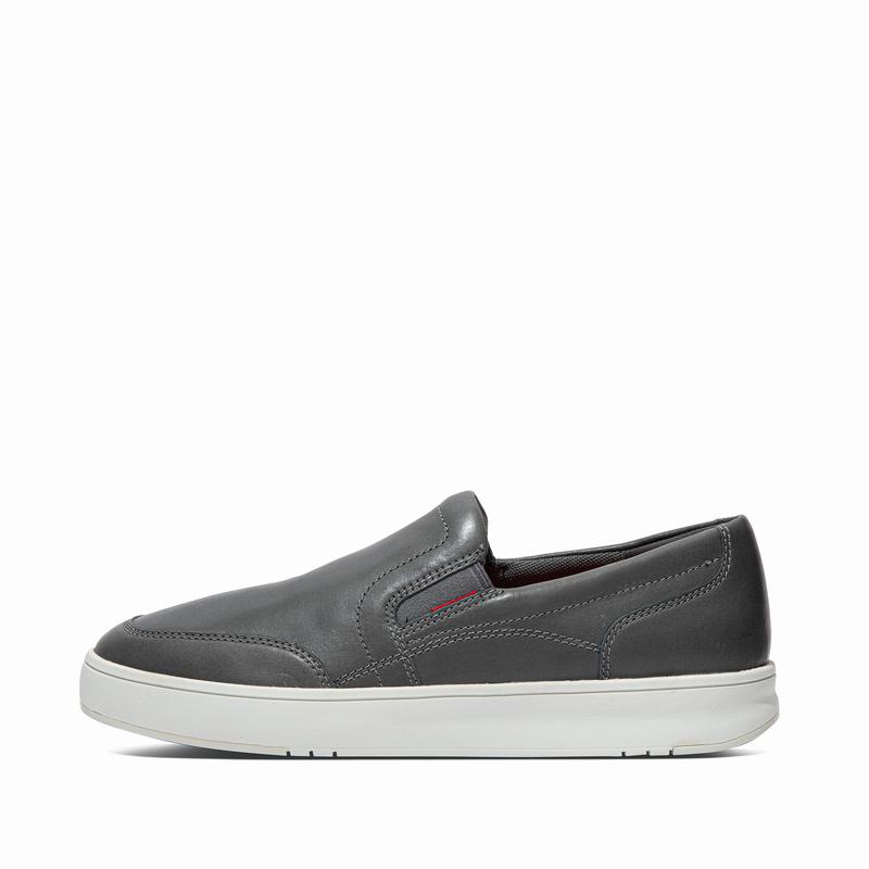 FitFlop Rally X Leder Slip-On Grau - FitFlop Sneaker Herren Sale [SREO-89037]